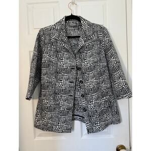 Chico’s Black & White Textured Print Blazer Jacket – Size 1 (M)